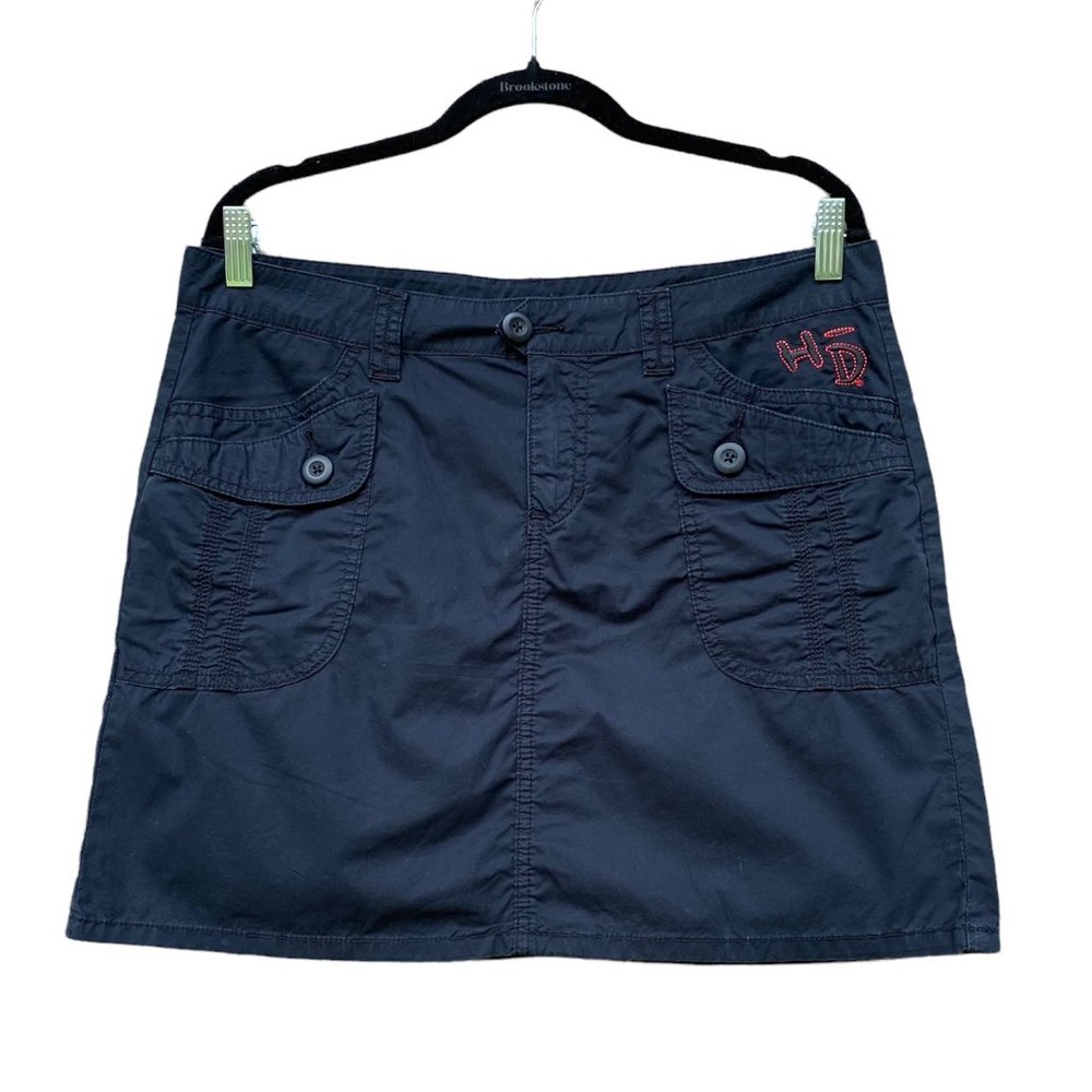 HARLVEY DAVIDSON Black Embroidered Logo Skirt
